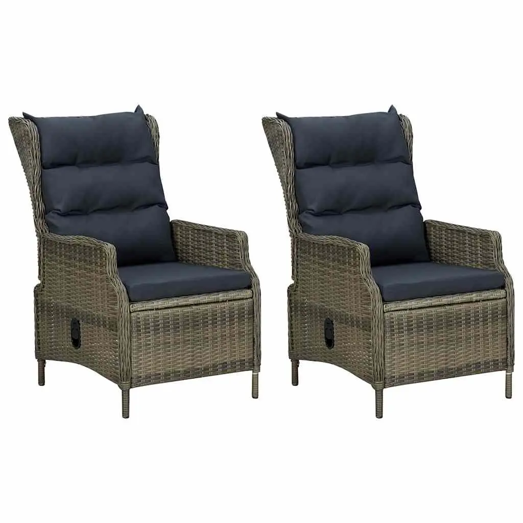 Outdoor Furniture Set 7 Piece Brown Rattan Chairs Solid Acacia Wood Table with Cushions