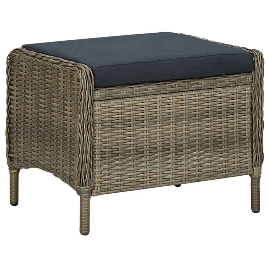 Outdoor Furniture Set 7 Piece Brown Rattan Chairs Solid Acacia Wood Table with Cushions