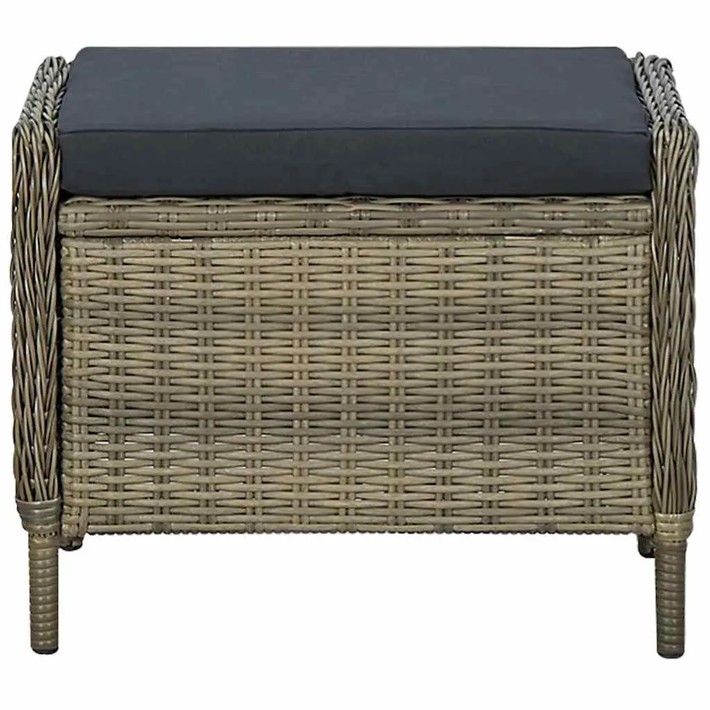 Outdoor Furniture Set 7 Piece Brown Rattan Chairs Solid Acacia Wood Table with Cushions