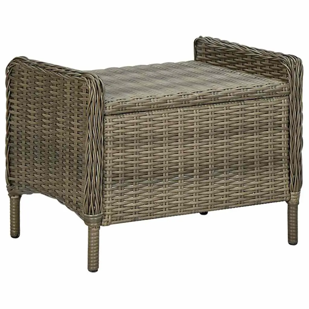 Outdoor Furniture Set 7 Piece Brown Rattan Chairs Solid Acacia Wood Table with Cushions