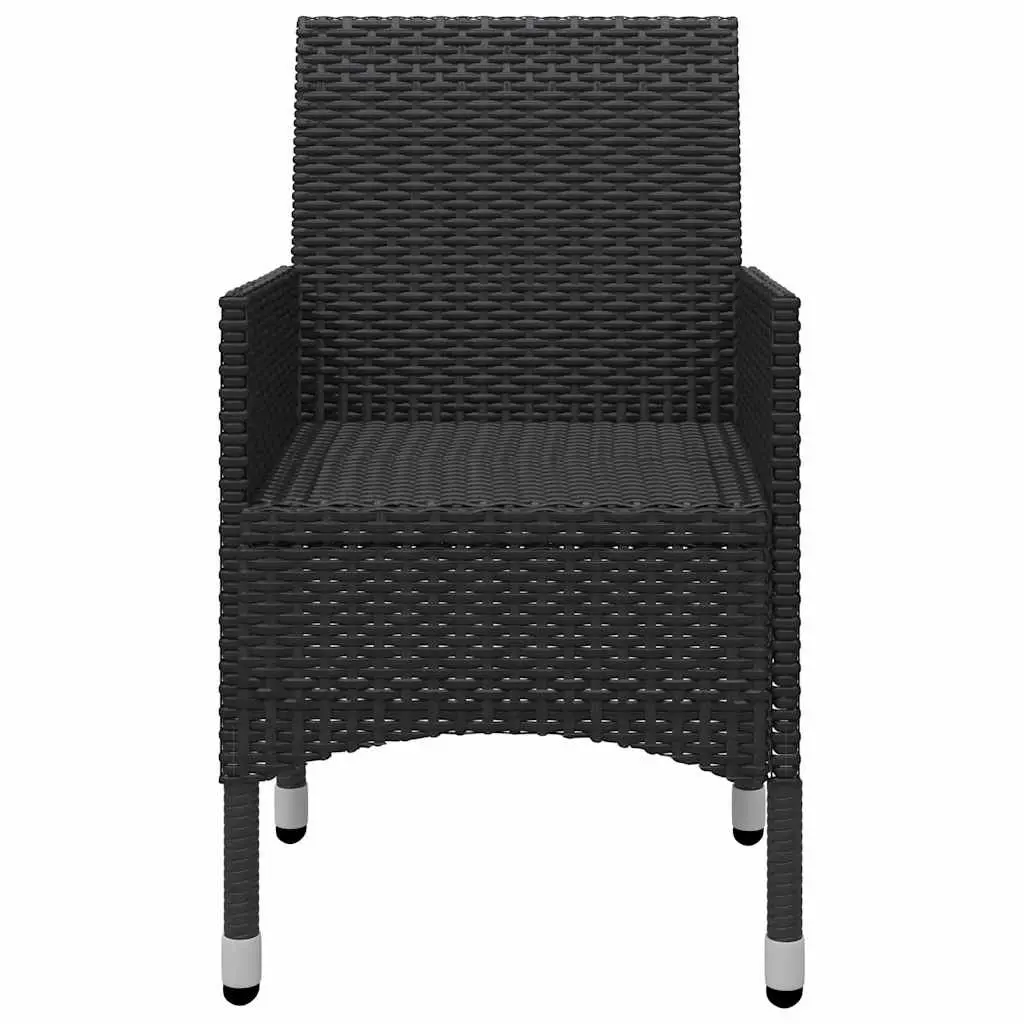 7 Piece Garden Dining Set Black Acacia Wood Table with Weather Resistant PE Rattan Chairs