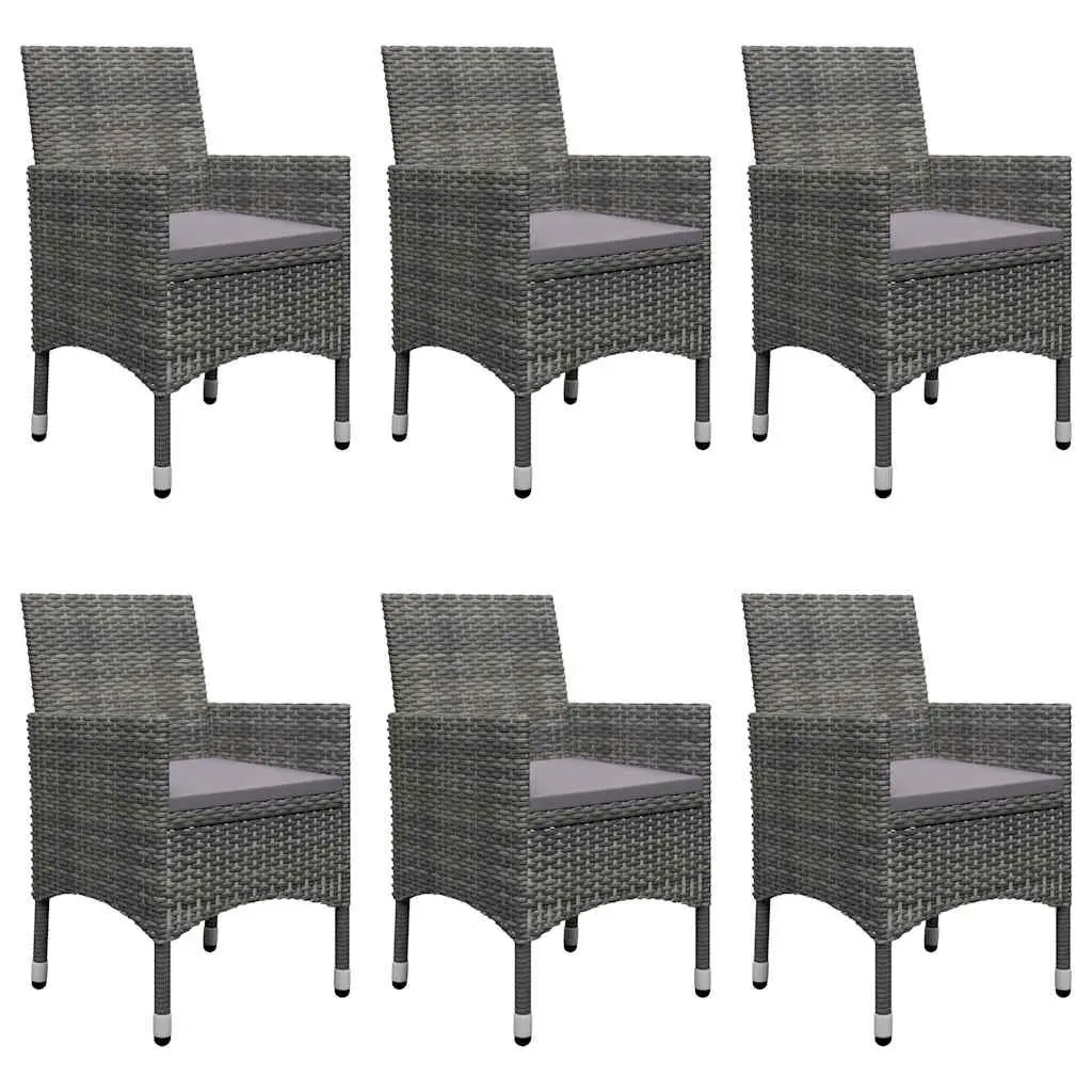 Outdoor Dining Set 7 Piece Grey Durable Garden Table with Cushioned Chairs