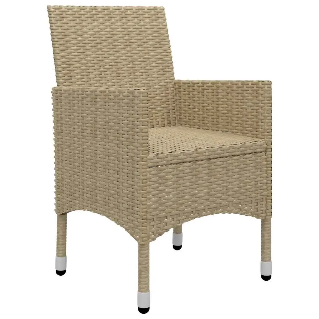 Outdoor Dining Set 7 Piece Beige Acacia Wood Table Powder Coated Steel Chairs
