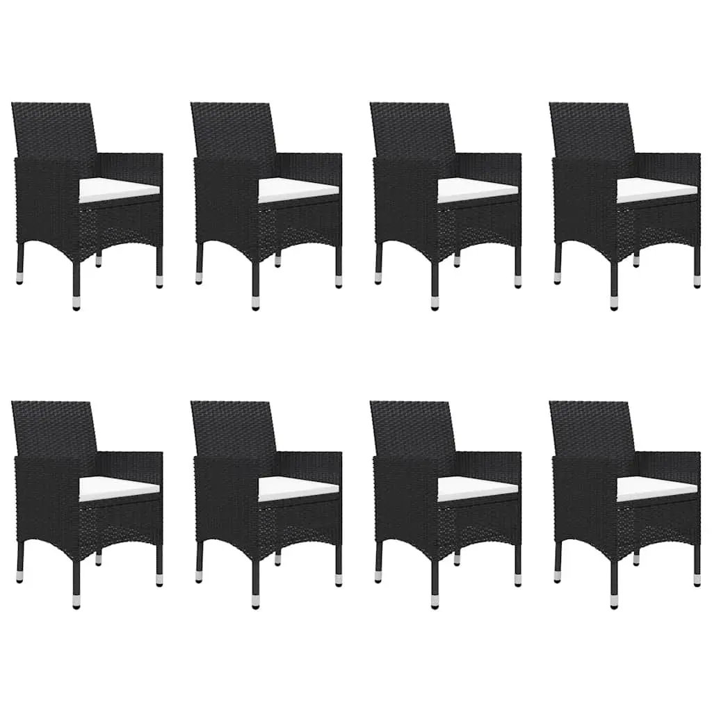9 Piece Outdoor Dining Set Black Garden Table and Chairs with Cushions