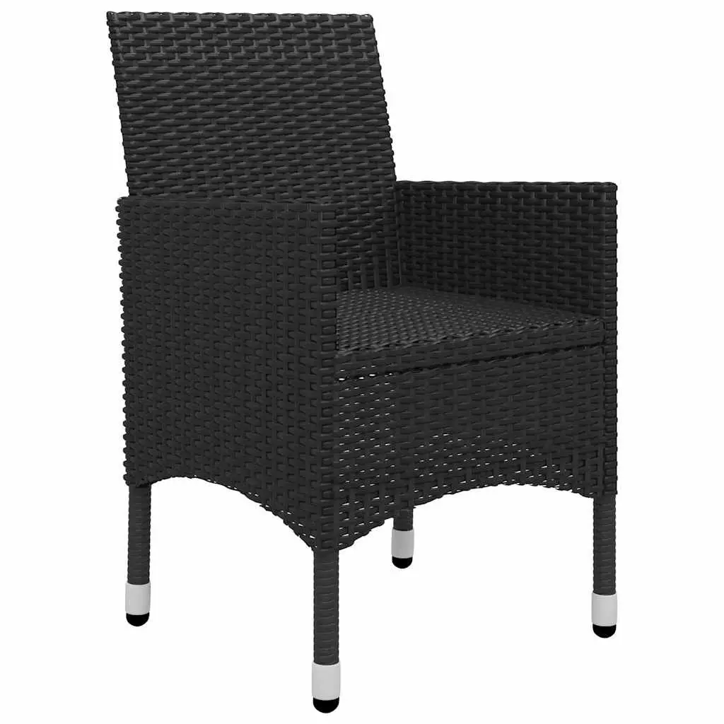 9 Piece Outdoor Dining Set Black Garden Table and Chairs with Cushions