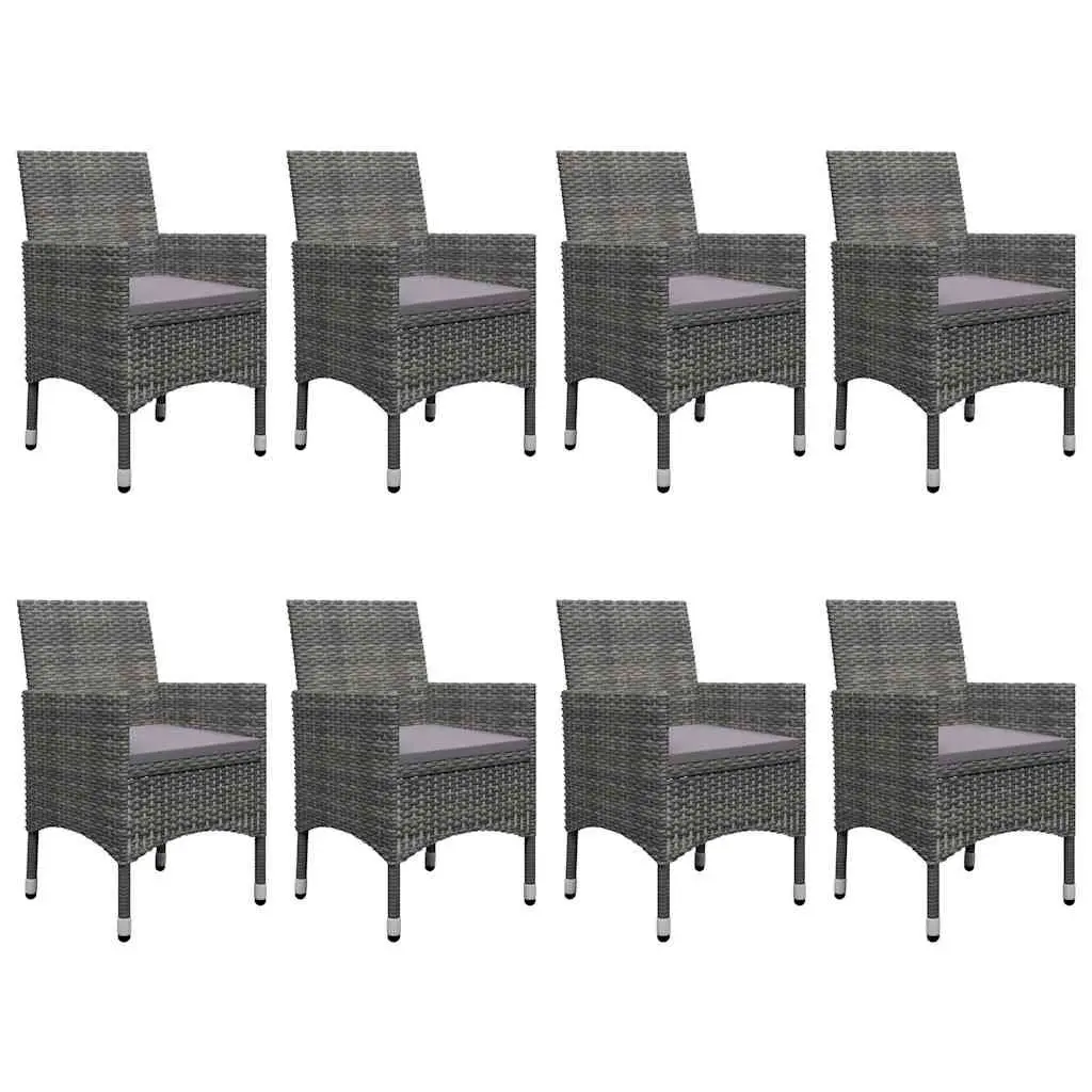 Garden Dining Set Grey 9 Piece Outdoor Furniture with Cushions