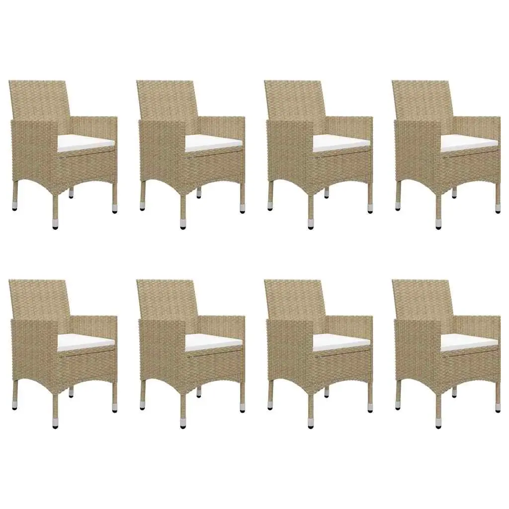 Garden Dining Set 9 Piece Outdoor Table Chairs Beige Rattan Patio Furniture