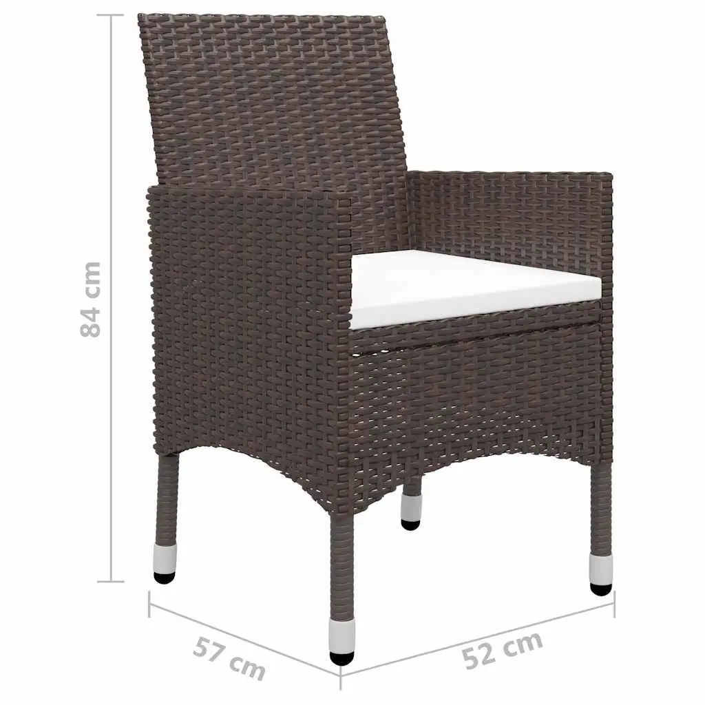 Outdoor Rattan Dining Set 9 Piece Brown Table and Chair Combination