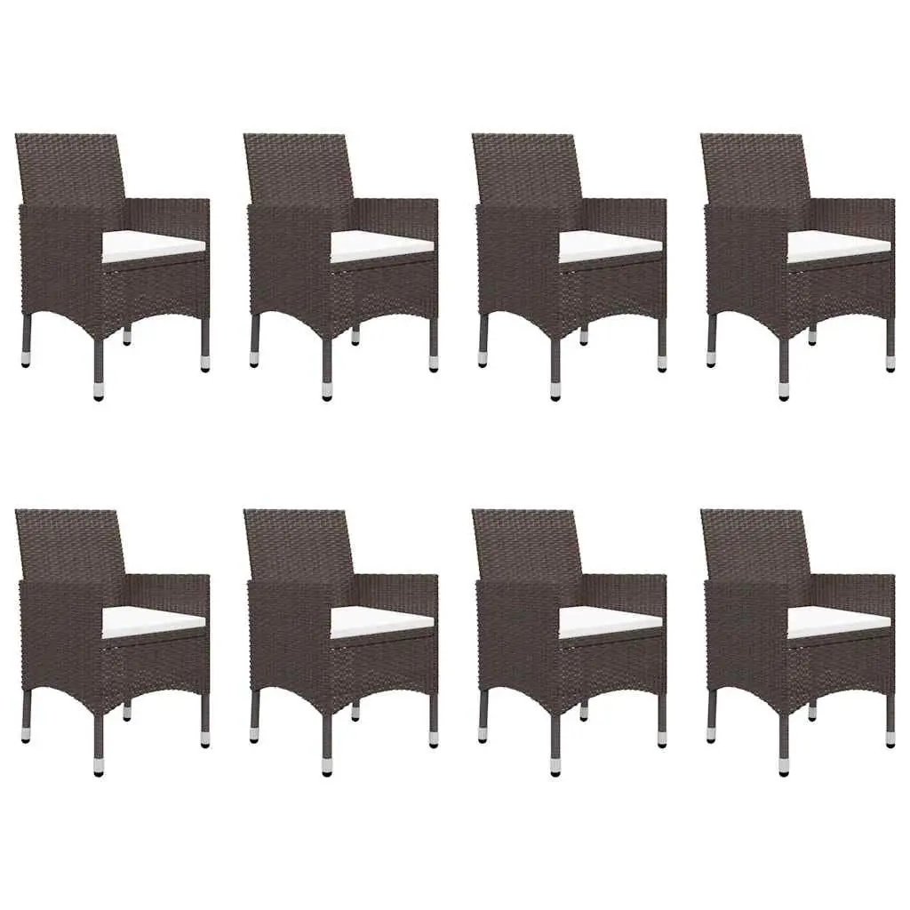 Outdoor Rattan Dining Set 9 Piece Brown Table and Chair Combination