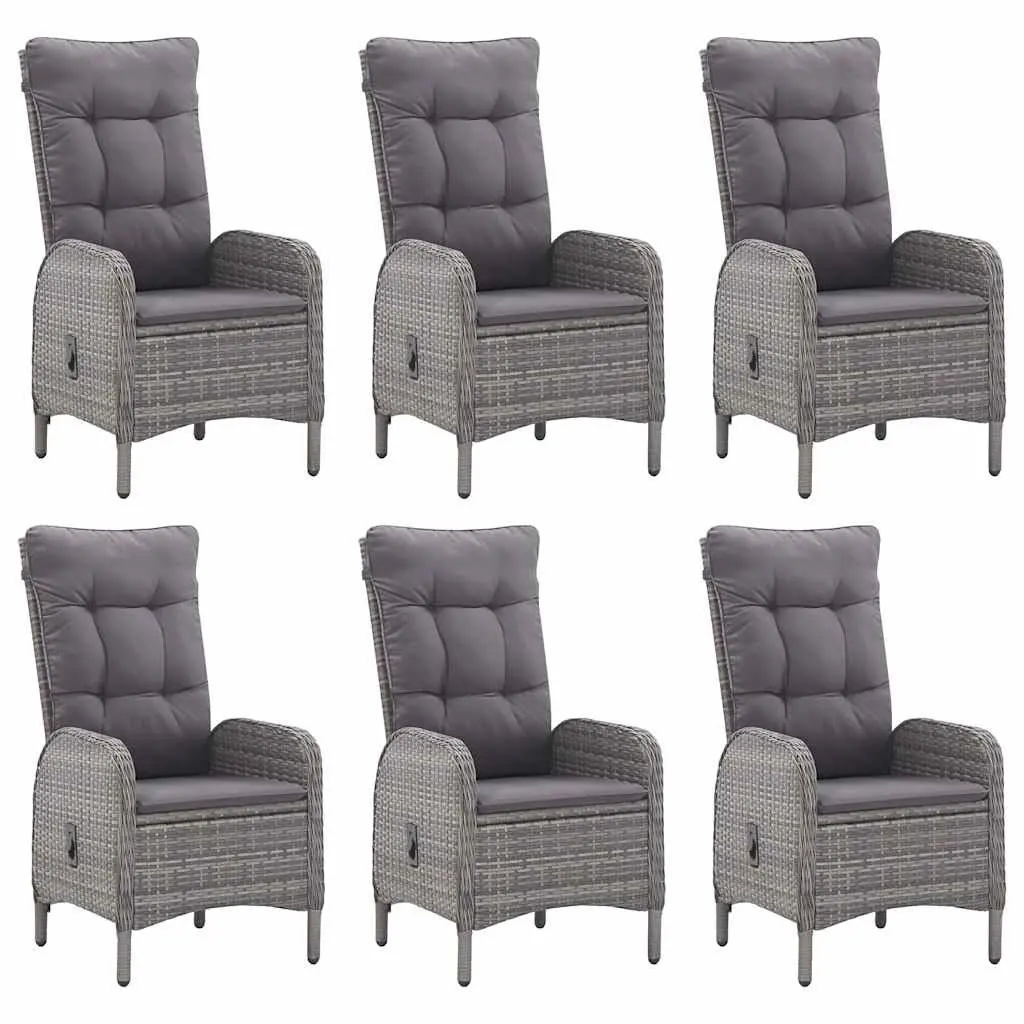 Garden Dining Set Grey Rattan 7 Piece Outdoor Furniture Table Chairs