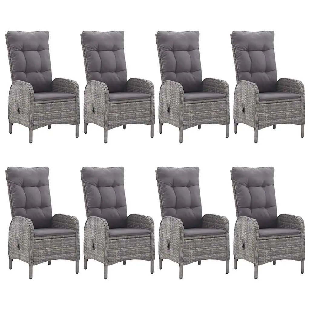Garden Dining Set 9 Piece Outdoor Furniture Grey Rattan Table Chairs