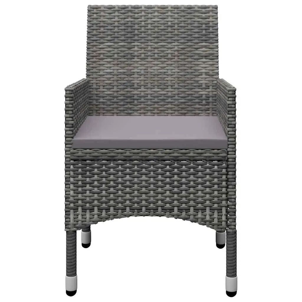 Outdoor Dining Set 11 Piece Grey Acacia Wood Table with Steel Frame and PE Rattan Chairs