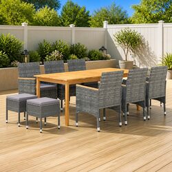 Your Outdoor Comfort Awaits: 11-Piece Dining Set with Rattan