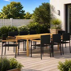 9 Piece Garden Dining Set Outdoor Table Chairs Black Patio Furniture