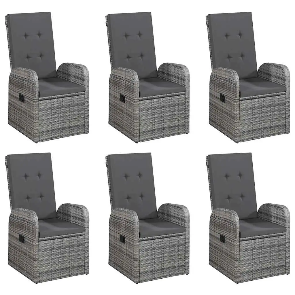 Garden Dining Set 7 Piece Grey Outdoor Table Chairs Cushions