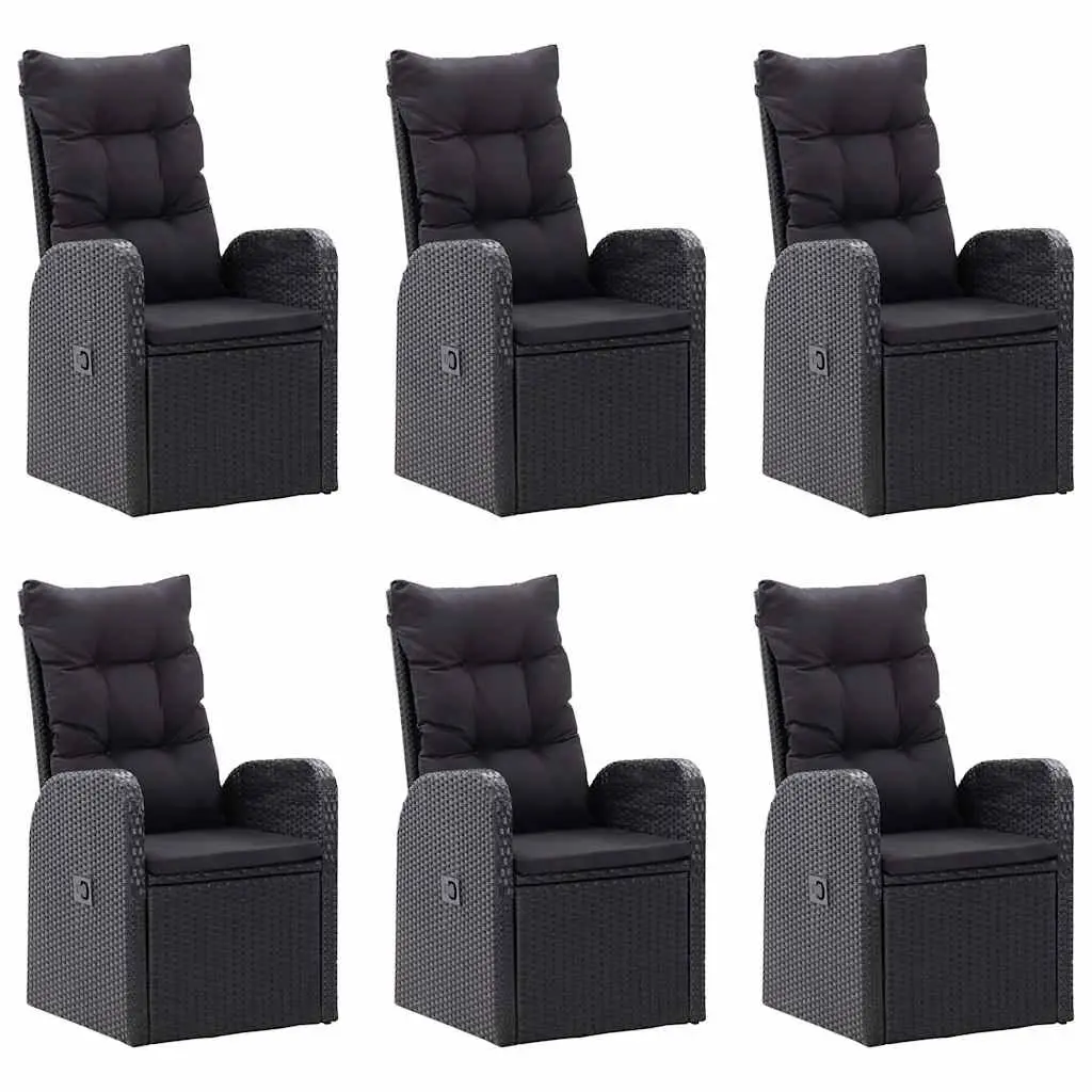 Outdoor Dining Set 7 Piece Garden Furniture Black Table Chairs with Cushions