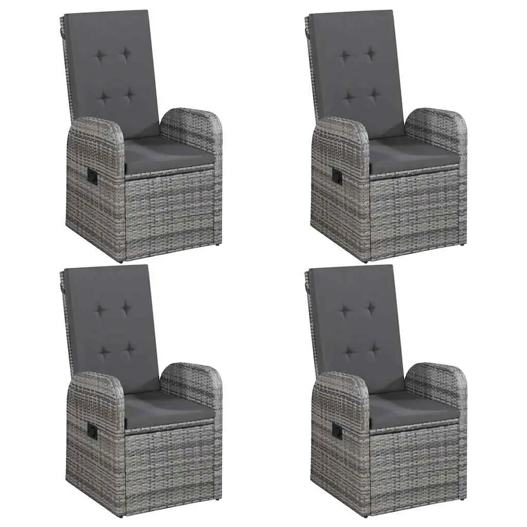 7 Piece Garden Dining Set Grey Acacia Wood Table Steel Frame Rattan Chairs