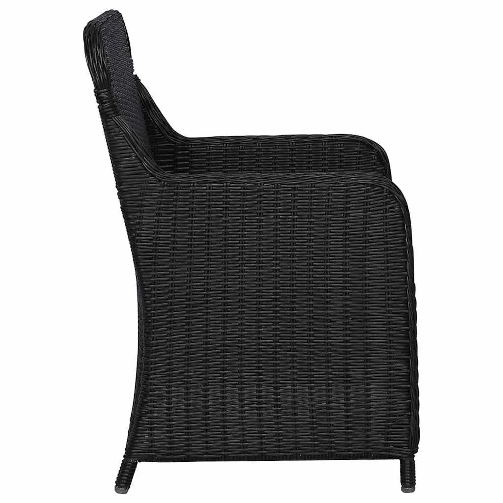 7 Piece Garden Dining Set Outdoor Table Chairs Black Acacia Wood PE Rattan