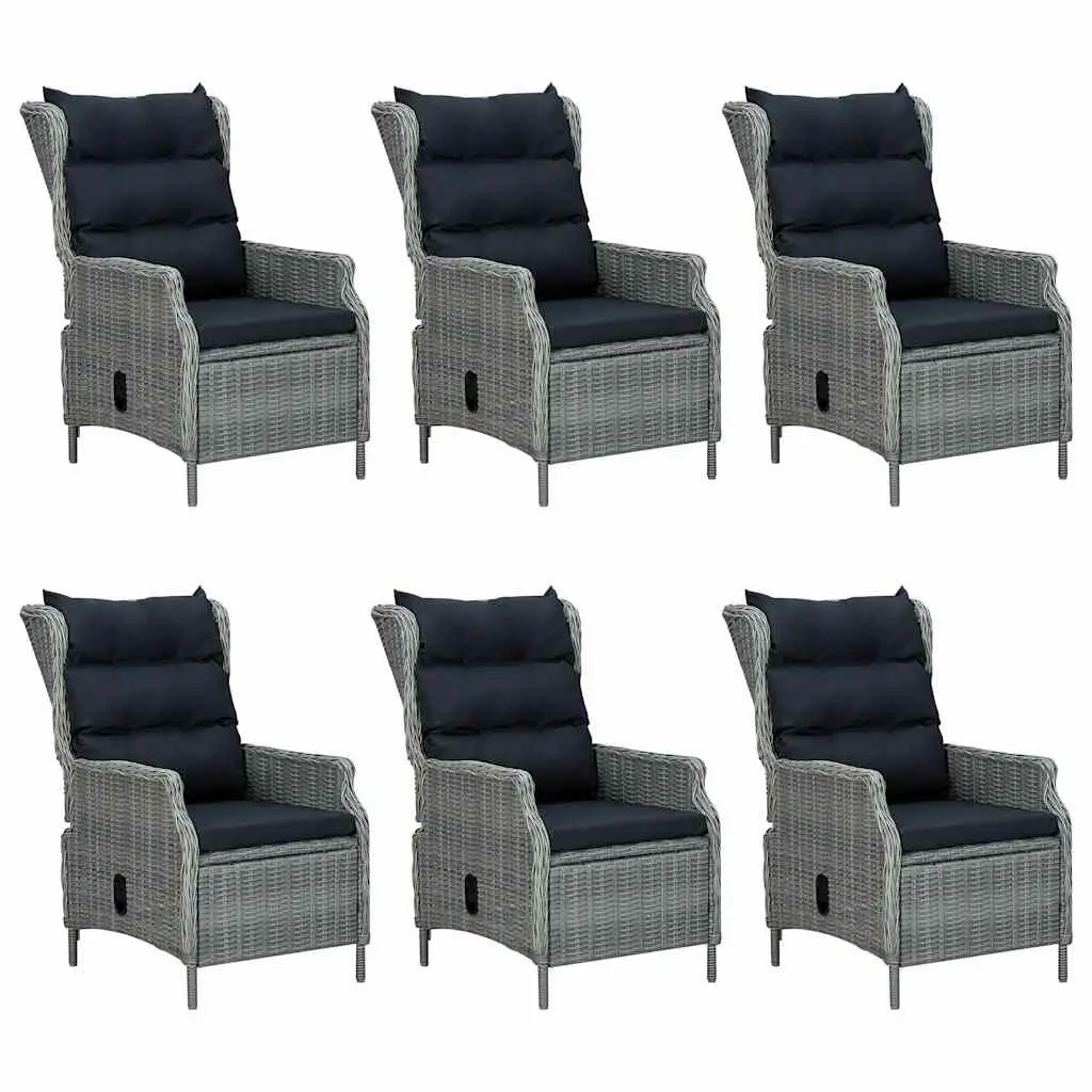 7 Piece Garden Dining Set Outdoor Furniture Grey Acacia Wood Table with Steel Frame Chairs