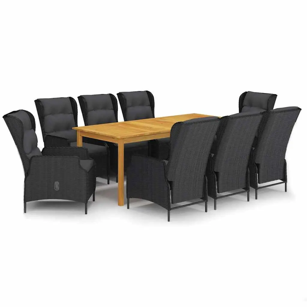 Garden Dining Set Grey 9 Piece Outdoor Table Chairs Acacia Wood