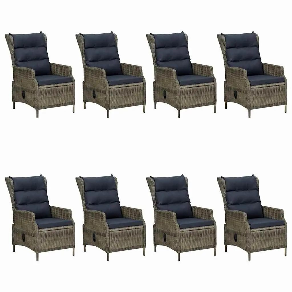 Garden Dining Set 9 Piece Outdoor Furniture Brown Rattan Chairs Acacia Wood Table