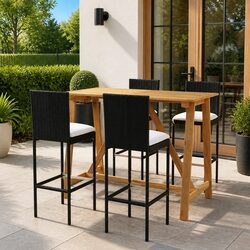Enjoy Outdoor Living with 5 Piece Bar Set and Cushions