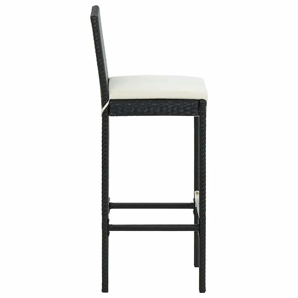 Garden Bar Set Outdoor Patio Furniture Black 7 Piece with Removable Cushions
