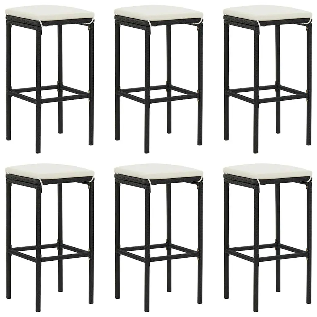 Outdoor Furniture Bar Set 7 Piece Black Acacia Wood Steel Frame with Cushions