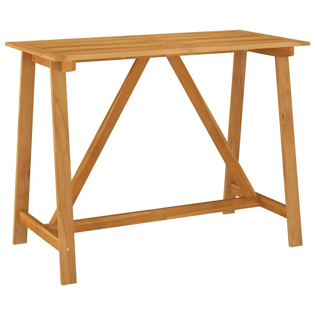 Outdoor Bar Set Rattan Table with Four Stools Grey Durable Acacia Wood and Powder-Coated Steel Frame for Patio and Garden 5 Piece