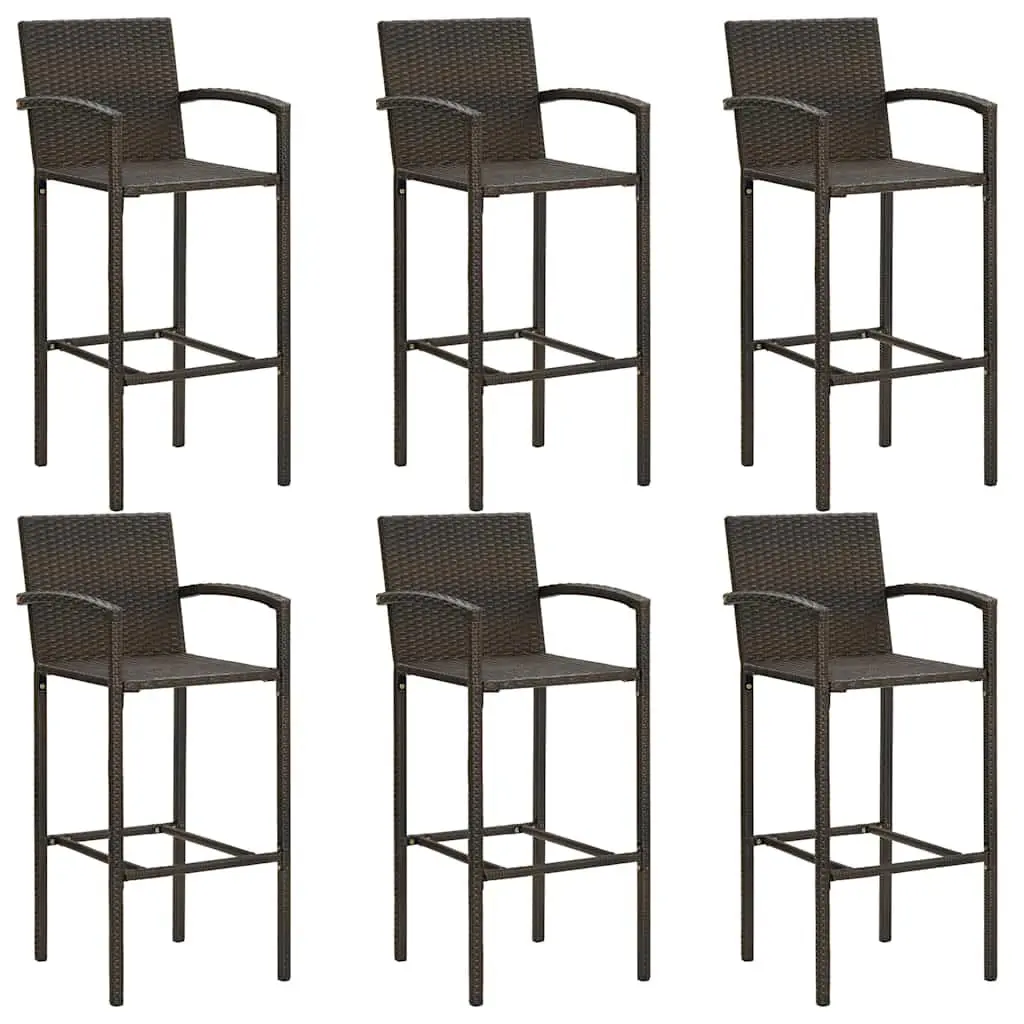 7 Piece Garden Bar Set Brown Acacia Wood Steel PE Rattan Patio Outdoor Furniture