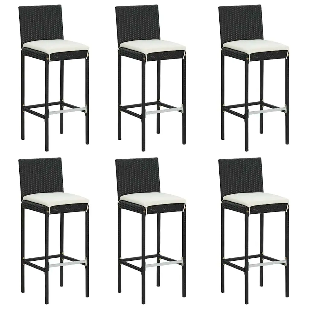 Garden Bar Set 7 Piece Outdoor Patio Furniture with Cushions Black