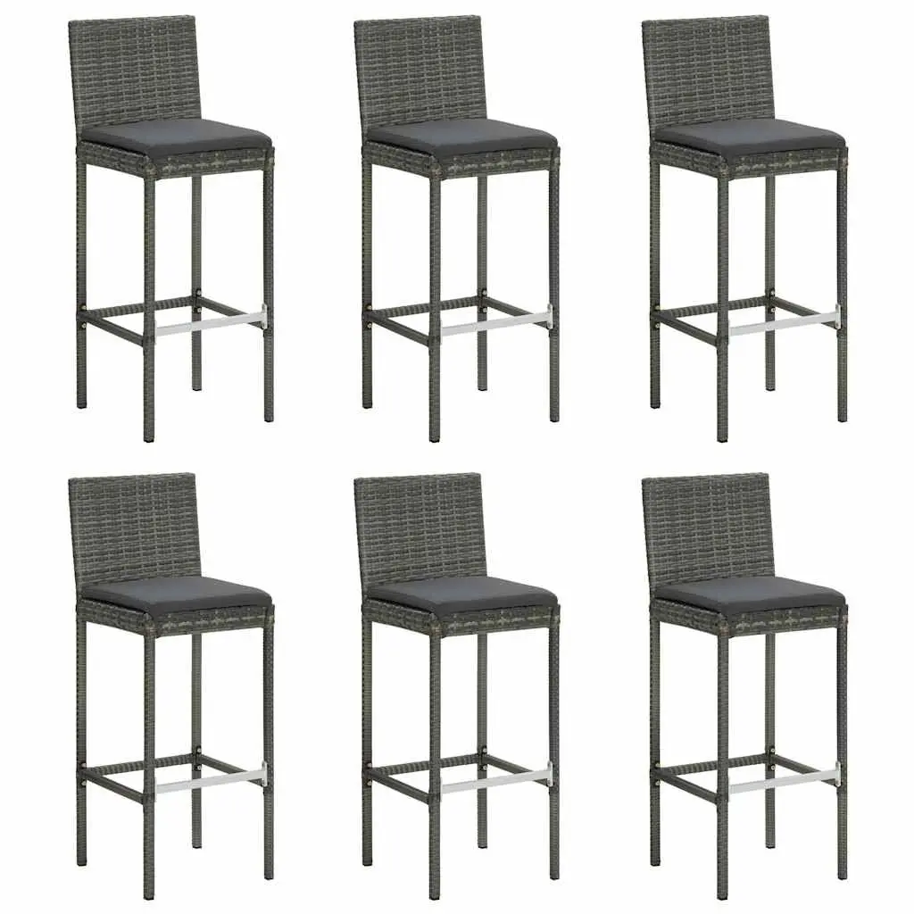 7 Piece Garden Bar Set Outdoor Patio Furniture Solid Acacia Wood Table Rattan Stools with Removable Cushions