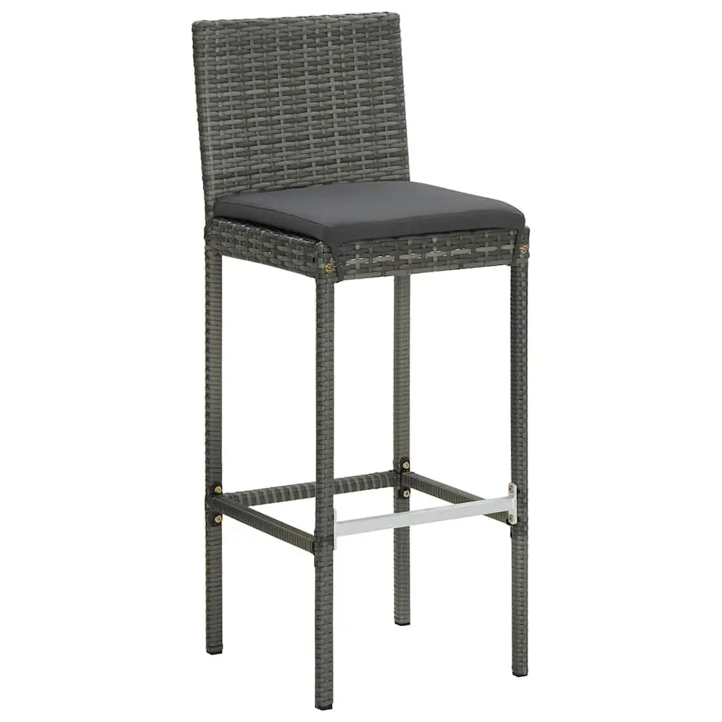 7 Piece Garden Bar Set Outdoor Patio Furniture Solid Acacia Wood Table Rattan Stools with Removable Cushions