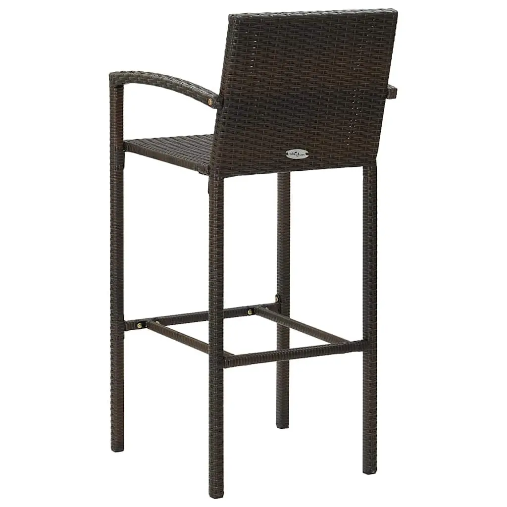 Garden Bar Set 7 Piece Outdoor Furniture Patio Dining Table Stools Brown