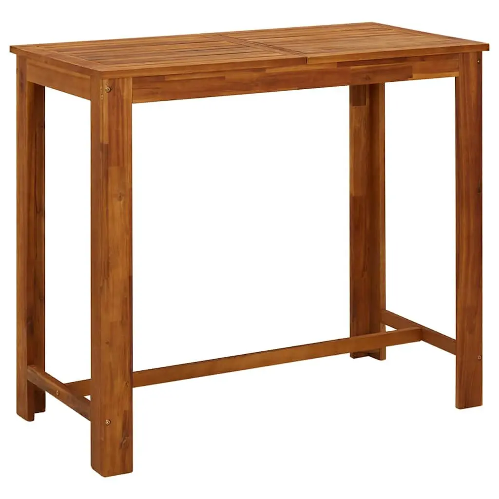 Outdoor Patio Furniture Set 7 Piece Grey Rattan Bar Stools with Solid Acacia Wood Table