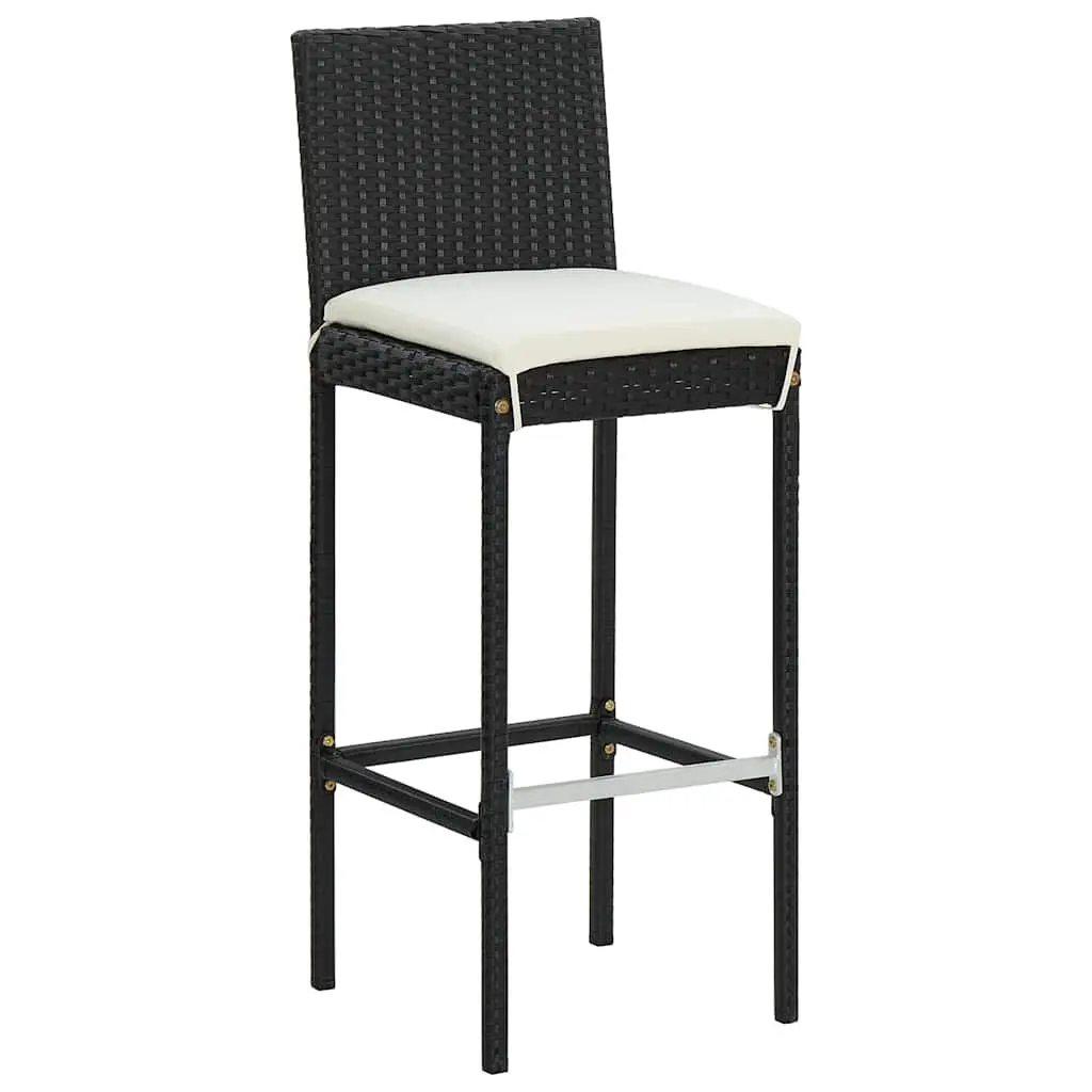 Outdoor Patio Furniture Set 9 Piece Cushioned Bar Set with Solid Acacia Wood Table and Black Powder-Coated Steel Frame
