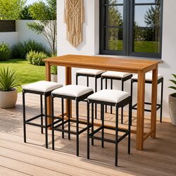 Friendly 7 Piece Outdoor Garden Bar Set with Cushions for You