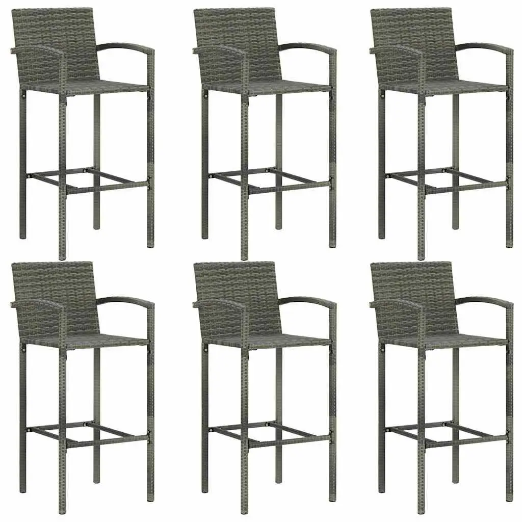 Outdoor Garden Bar Set 7 Piece Grey Patio Furniture with Table and Stools