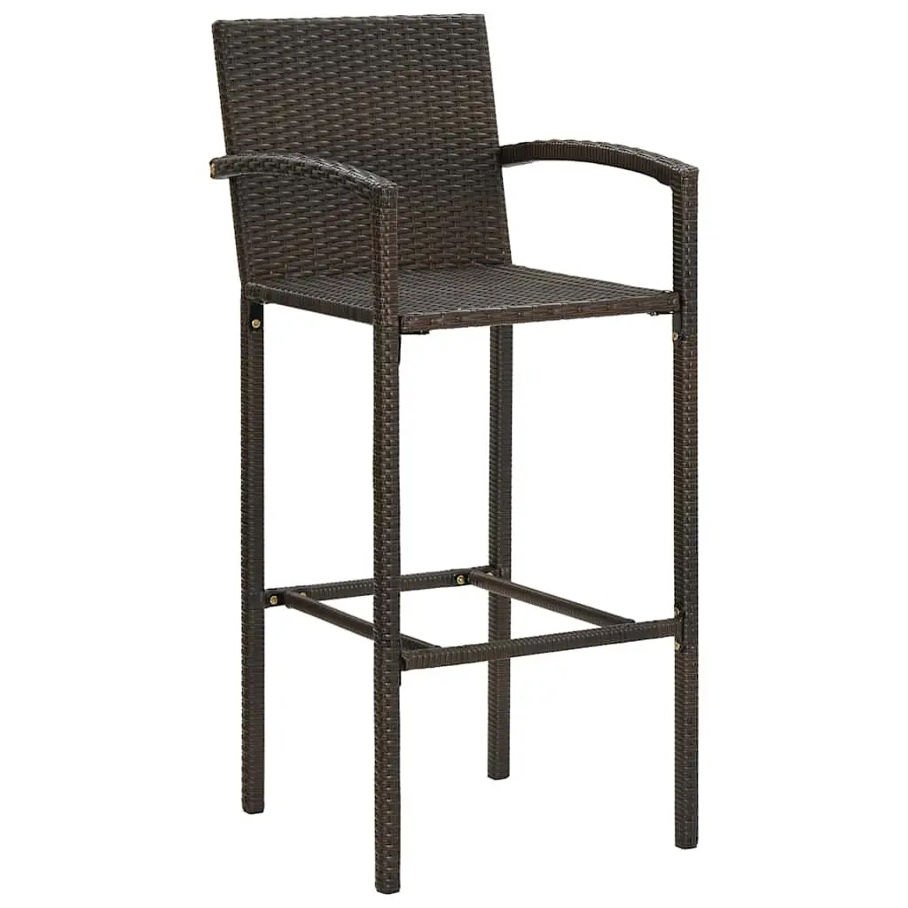 Outdoor Patio Furniture Set 9 Piece Brown Rattan Stools Dining Table Garden