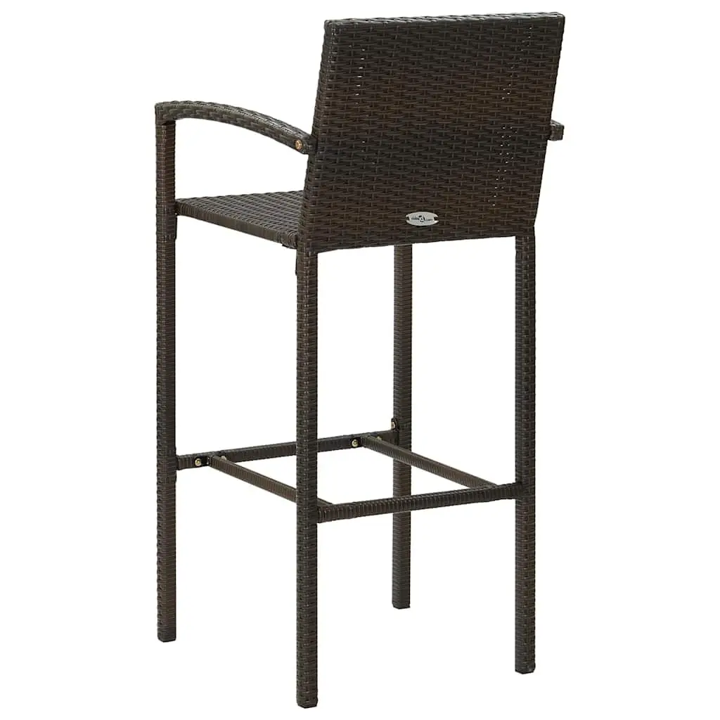 Outdoor Patio Furniture Set 9 Piece Brown Rattan Stools Dining Table Garden