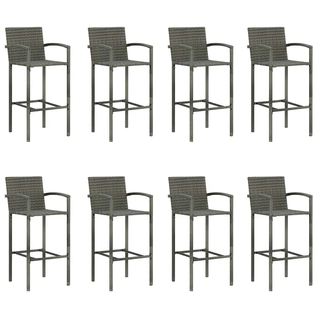 Garden Bar Set Outdoor Patio Furniture Grey Dining Table Stools 9 Piece