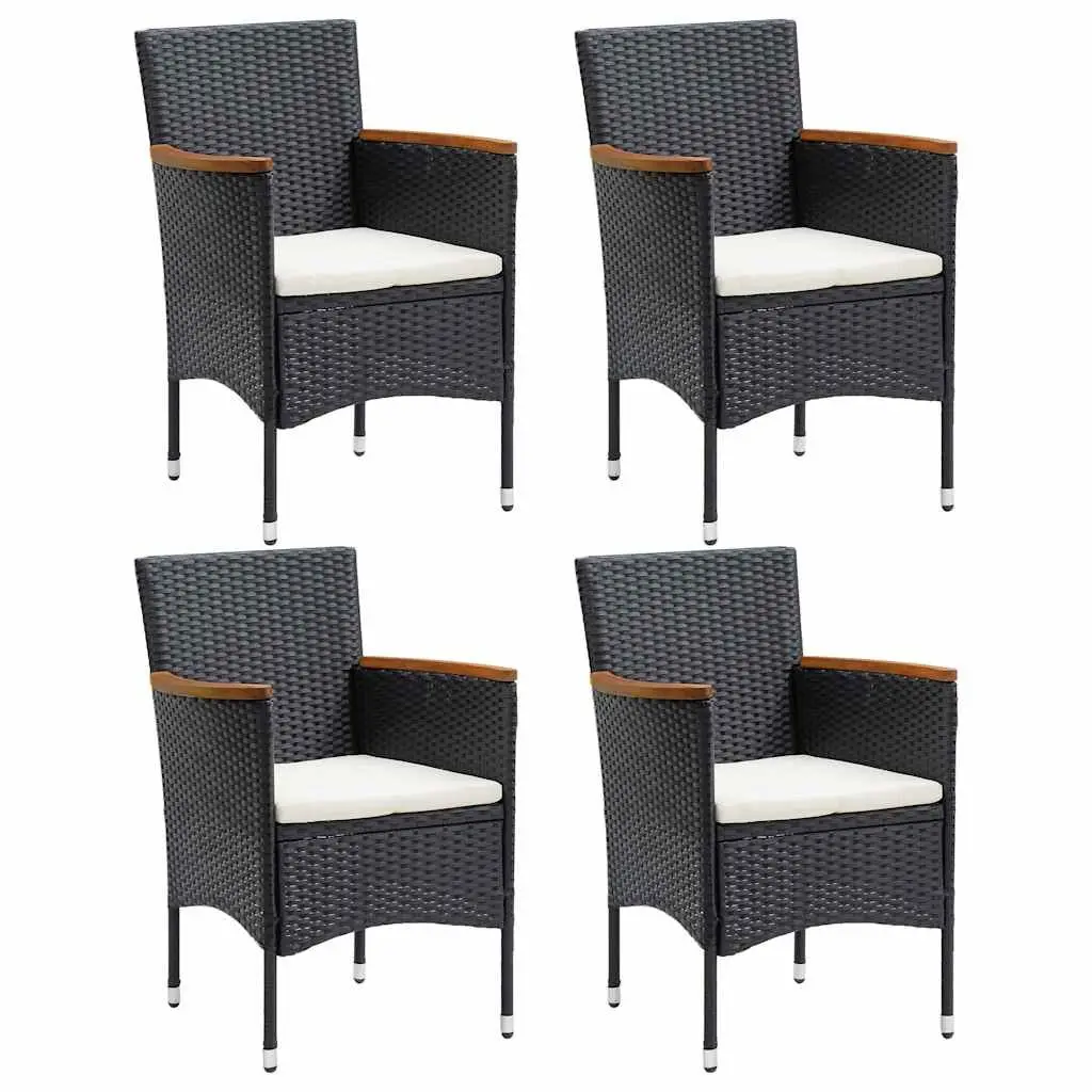5 Piece Garden Dining Set Black Outdoor Furniture Table Chairs Weather-Resistant