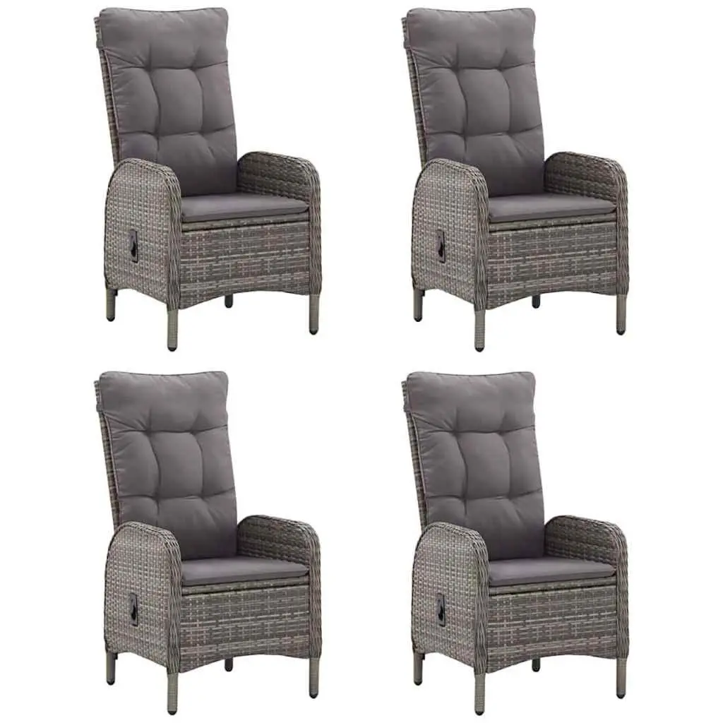 5 Piece Outdoor Dining Set Grey Acacia Wood and Steel Frame with Weather-Resistant Rattan Chairs
