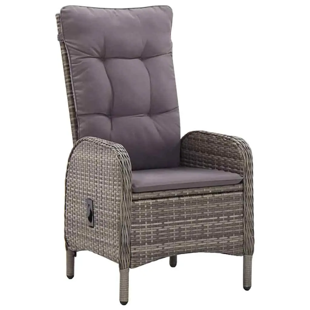 5 Piece Outdoor Dining Set Grey Acacia Wood and Steel Frame with Weather-Resistant Rattan Chairs