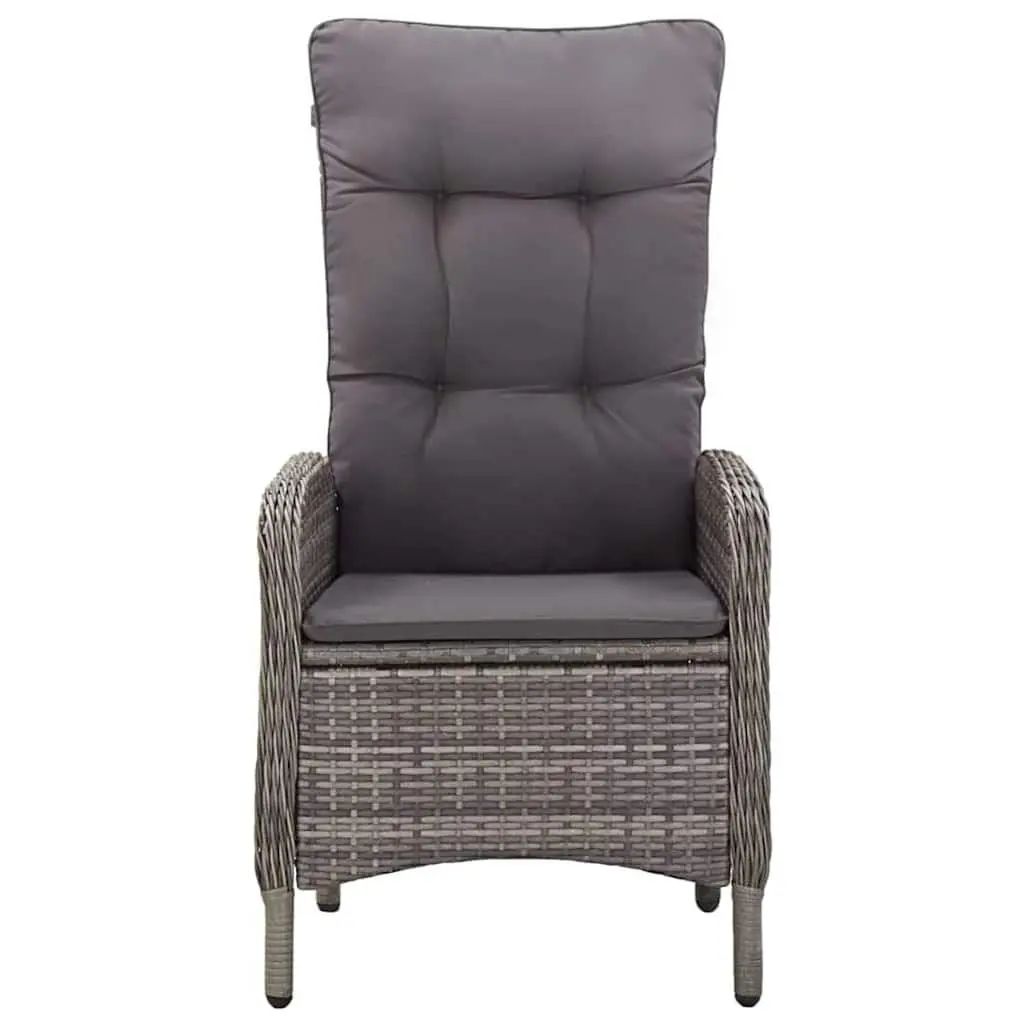 5 Piece Outdoor Dining Set Grey Acacia Wood and Steel Frame with Weather-Resistant Rattan Chairs