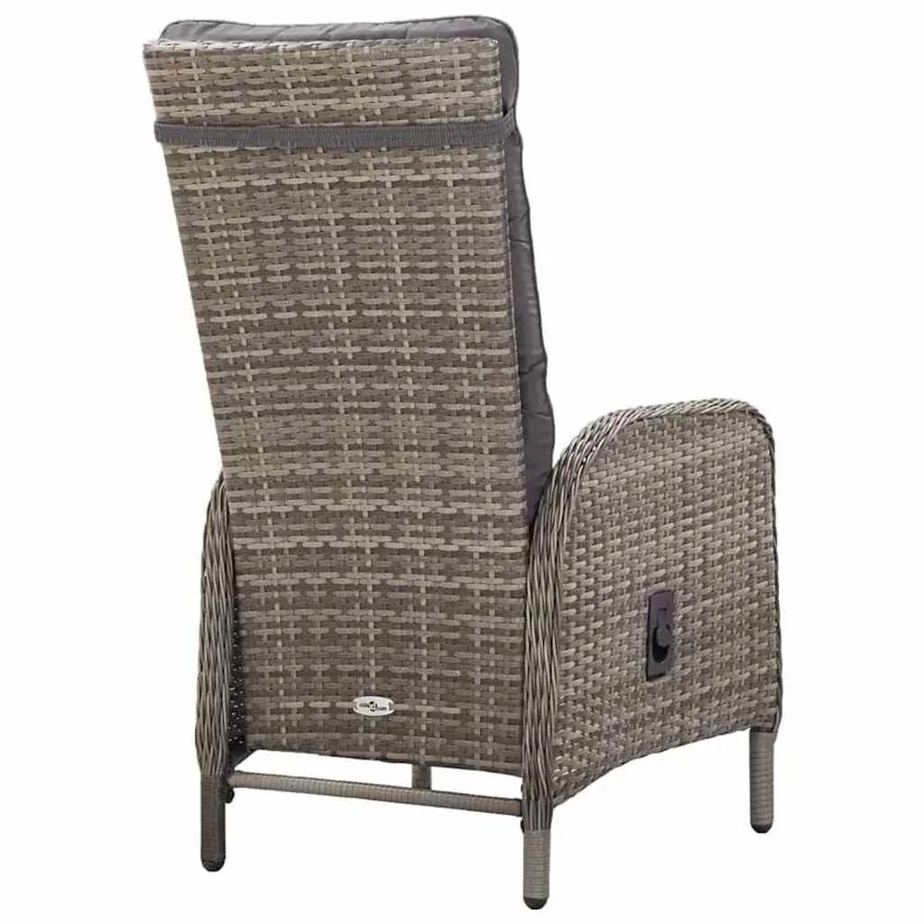 5 Piece Outdoor Dining Set Grey Acacia Wood and Steel Frame with Weather-Resistant Rattan Chairs