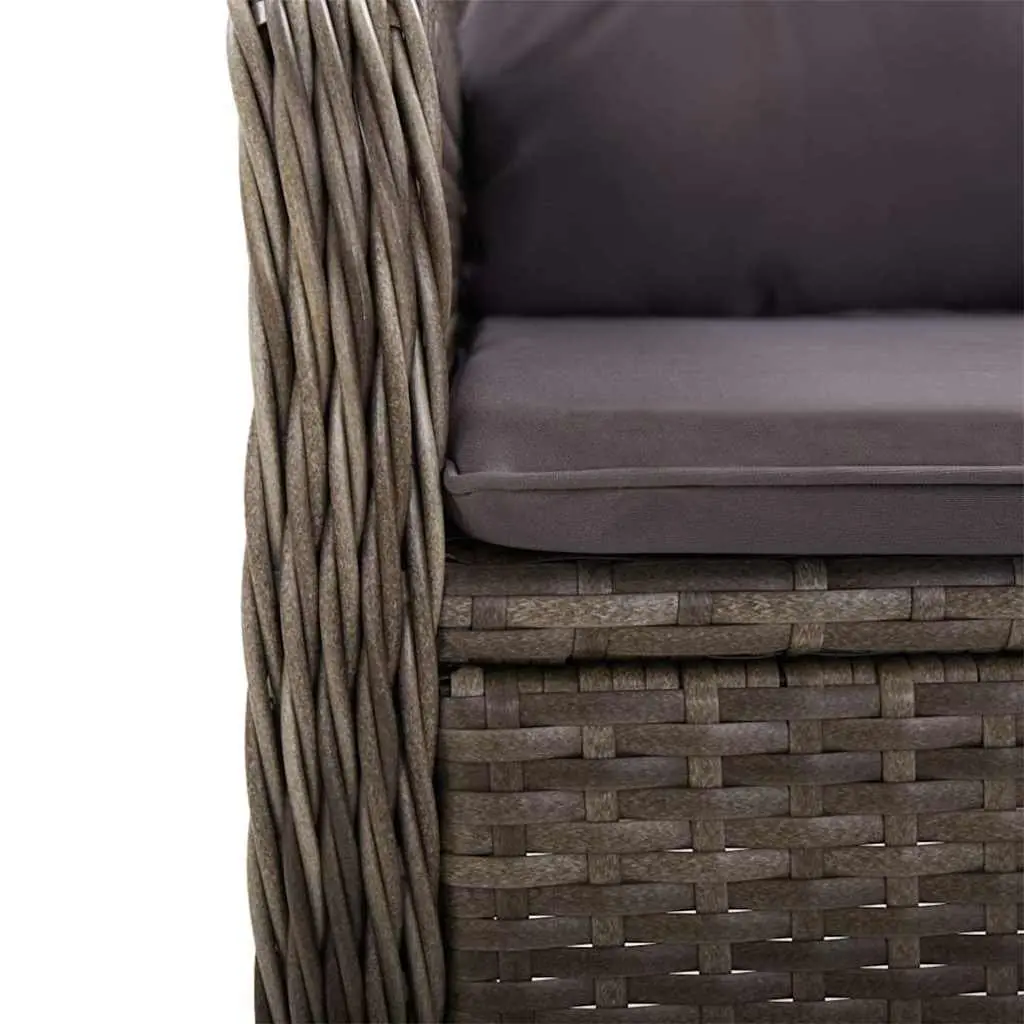 5 Piece Outdoor Dining Set Grey Acacia Wood and Steel Frame with Weather-Resistant Rattan Chairs