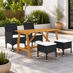 Friendly Black Garden Dining Set: 5-Piece Ensemble