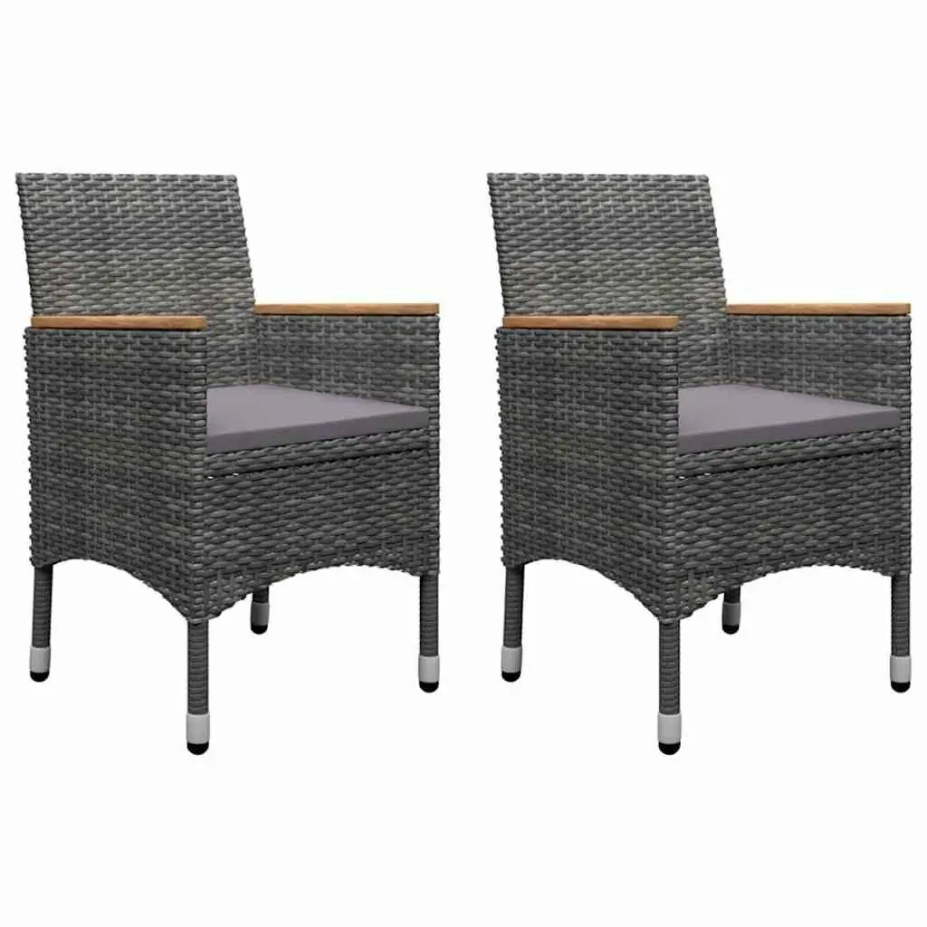 Garden Dining Set 5 Piece Outdoor Furniture Grey Acacia Wood Table Powder Coated Steel Frame Weather Resistant PE Rattan