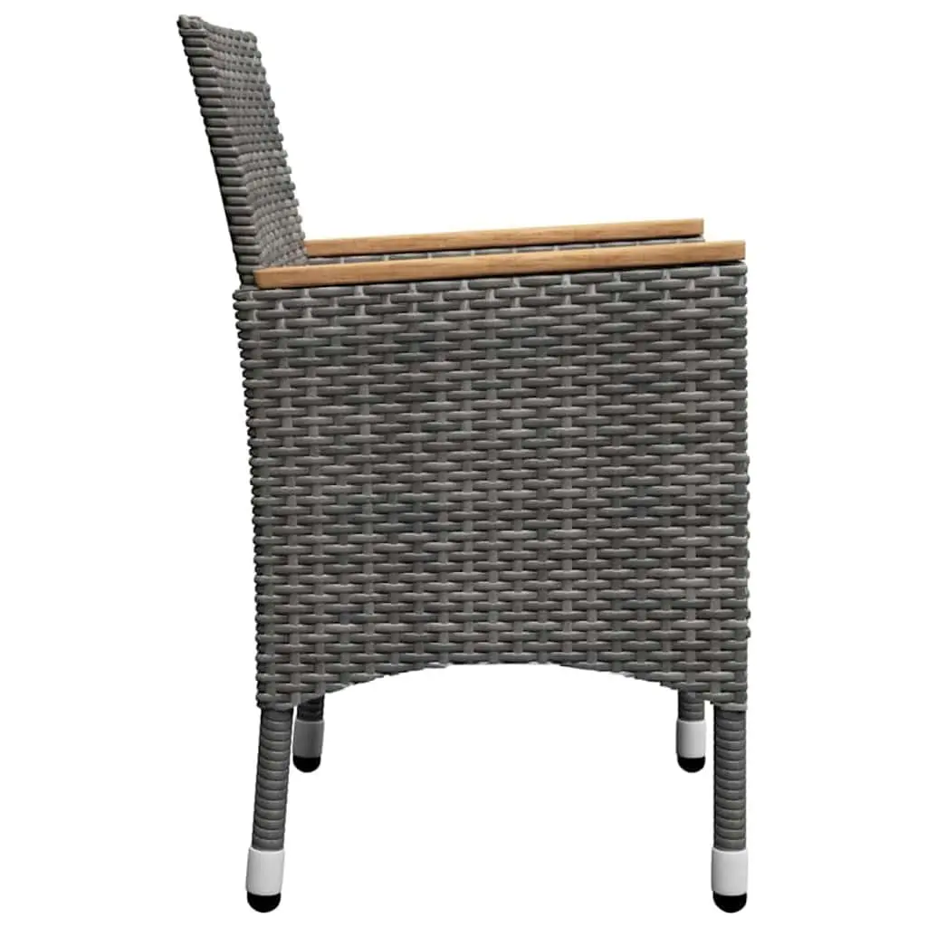 Garden Dining Set 5 Piece Outdoor Furniture Grey Acacia Wood Table Powder Coated Steel Frame Weather Resistant PE Rattan